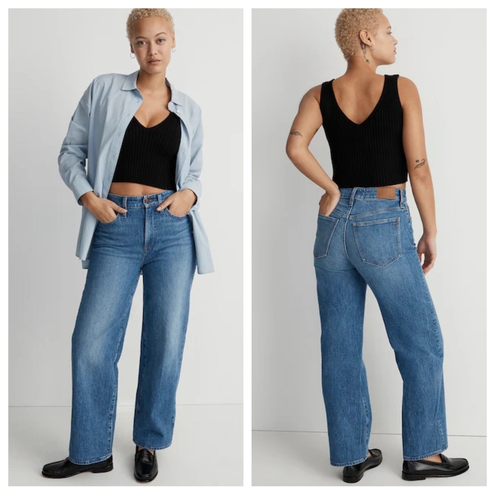 Madewell The Curvy Perfect Vintage Wide Leg Crop Jeans SZ 26 Cresslow Wash - Picture 15 of 16
